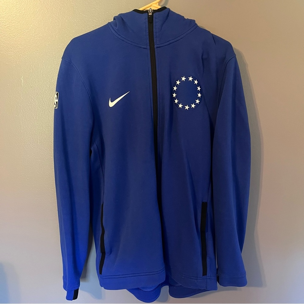 Nike full zip 76ers blue dri fit hoodie